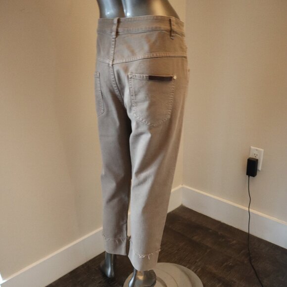 Brunello Cucinelli Monili Cuff Jeans Brown Khaki Denim Crop Size 8 - Picture 4 of 8
